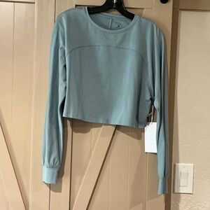 Elegant Blue Long Sleeve Women's Top